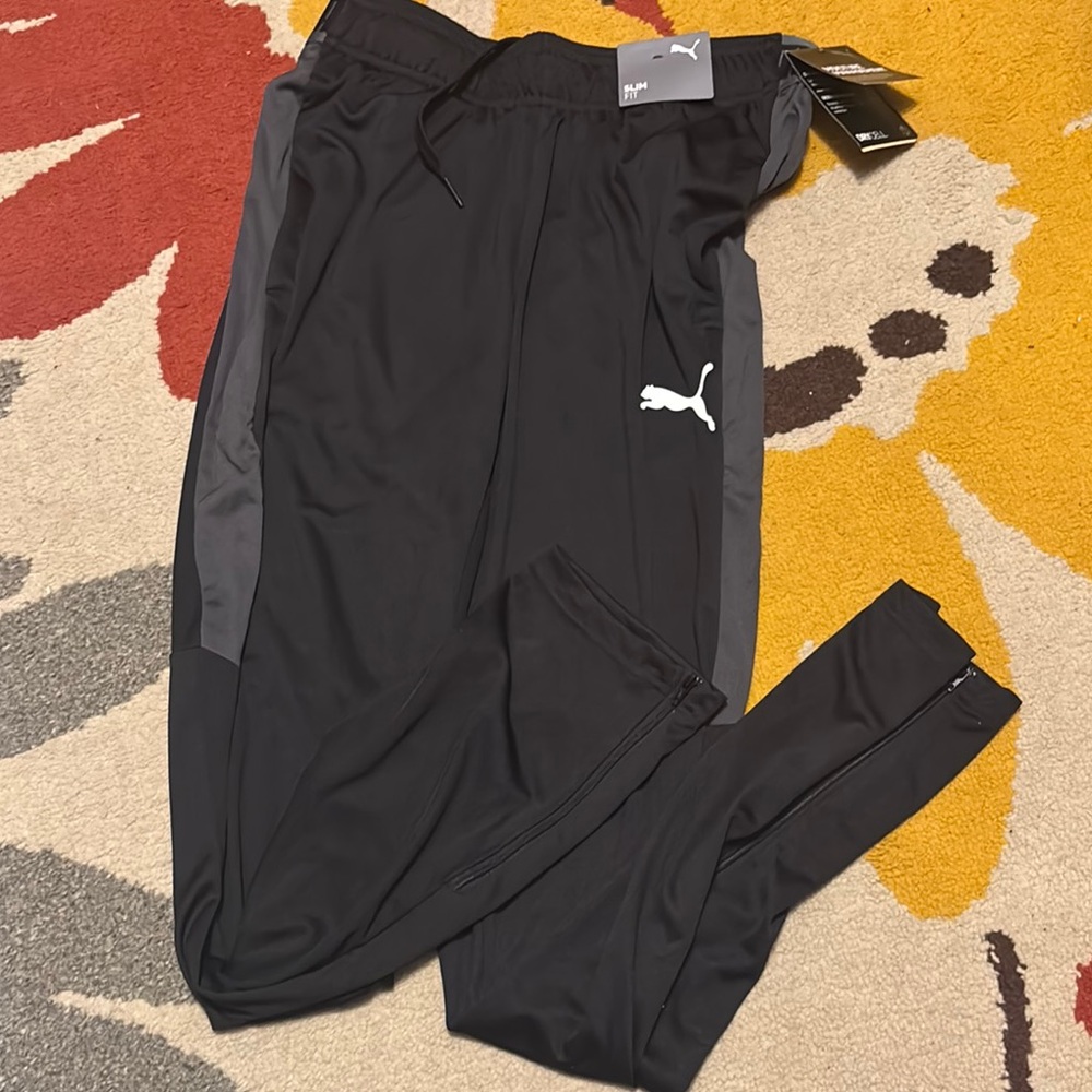 Puma mens Black Track Pants Drycell NWT